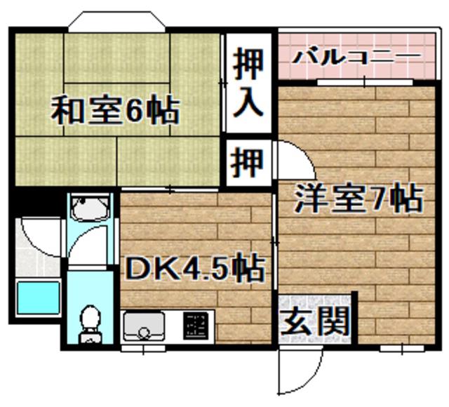 登町ハイツ(2DK/2階)の間取り写真