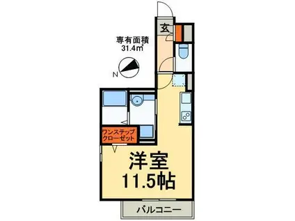 メルヴェーユ花水木I(ワンルーム/3階)の間取り写真