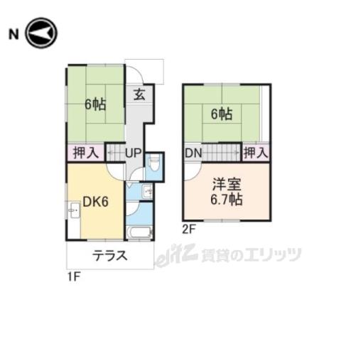 JR福知山線 中山寺駅 徒歩23分 2階建 築38年(3DK/1階)の間取り写真