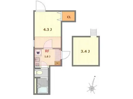 ノーザンロード志茂(1K/3階)の間取り写真