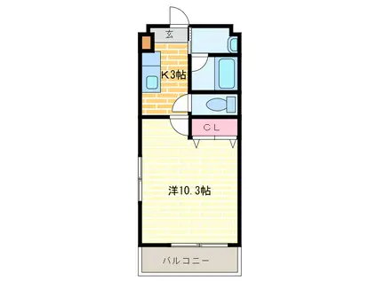 メゾン半田(1K/1階)の間取り写真
