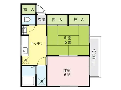 ハイタウン高山(2K/2階)の間取り写真