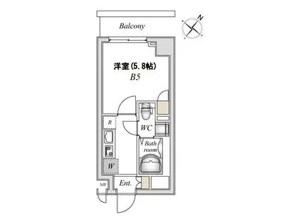 エヌステージ稲城(1K/5階)の間取り写真