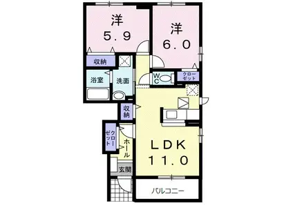 D-BELIEVEIVA(2LDK/1階)の間取り写真