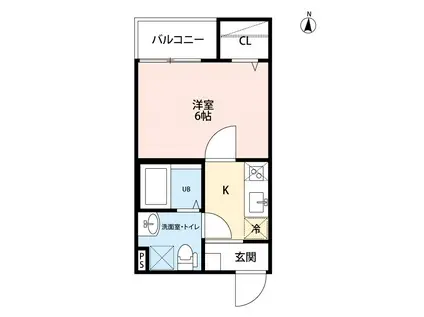 シャインスター(1K/2階)の間取り写真