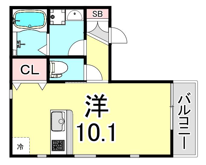 グランメール鳴尾町(ワンルーム/1階)の間取り写真