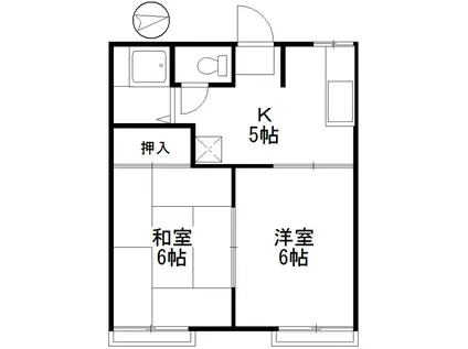 パルセ東明(2K/1階)の間取り写真