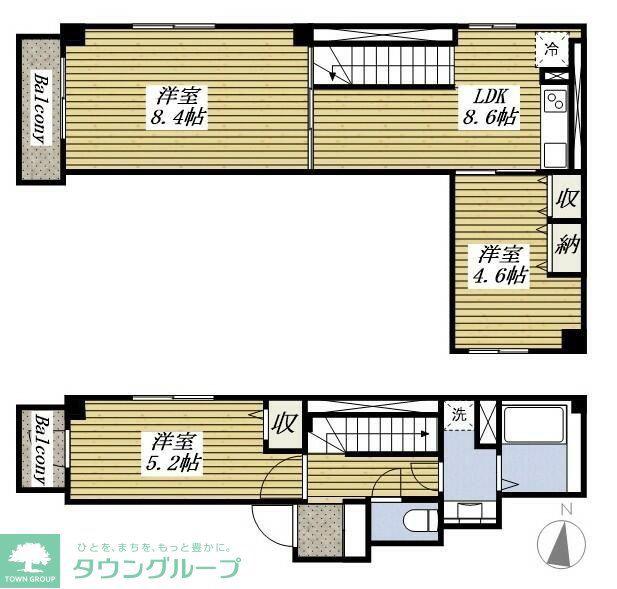 ウィロー板橋本町(3DK/4階)の間取り写真