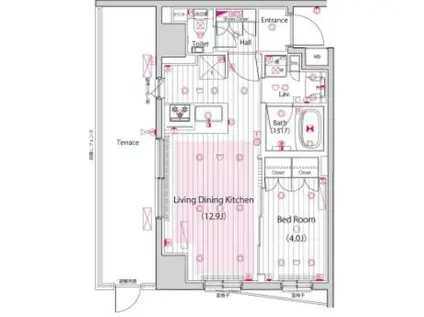 ガーラ・プレシャス三軒茶屋(1LDK/1階)の間取り写真