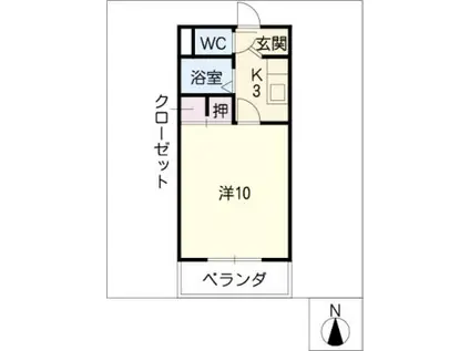 第6ハイツタマキ(1K/2階)の間取り写真