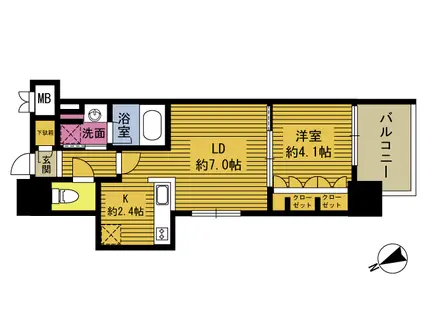 RJRプレシア大分駅前III(1LDK/4階)の間取り写真