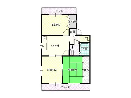 ブルーボネットI番館(3DK/1階)の間取り写真