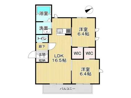 パークショア(2LDK/3階)の間取り写真