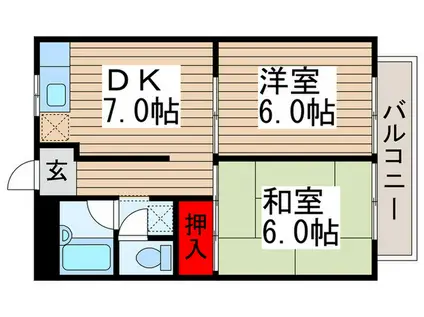 パークサイド2(2DK/1階)の間取り写真