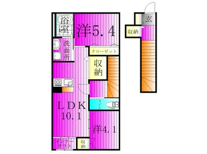 東武野田線 梅郷駅 徒歩18分 2階建 築3年(2LDK/2階)の間取り写真