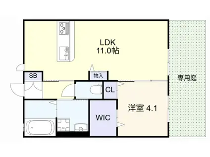 SUNFIT行事(1LDK/1階)の間取り写真