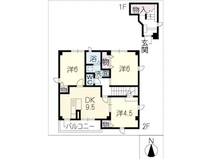 バーシア青木(3DK/2階)の間取り写真