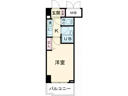 エスリード三宮フラワーロード(1K/9階)の間取り写真