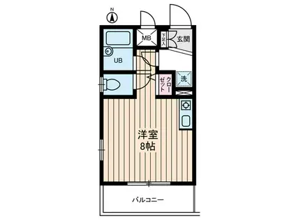 ルピナス ヤマジ(ワンルーム/2階)の間取り写真
