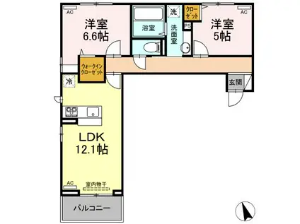 ロイヤルサン A棟(2LDK/1階)の間取り写真