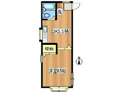 大和ハイツII(1DK/2階)の間取り写真