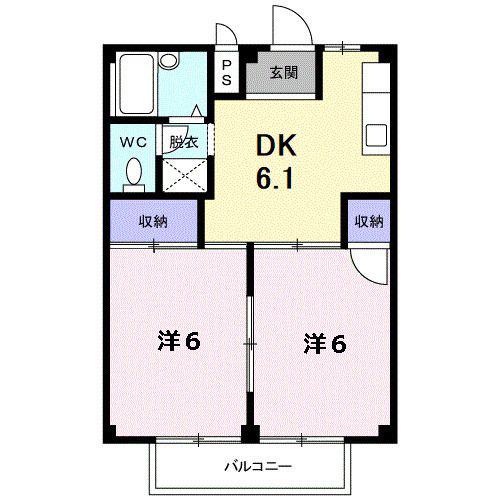 シティハイツポプラ(2DK/2階)の間取り写真