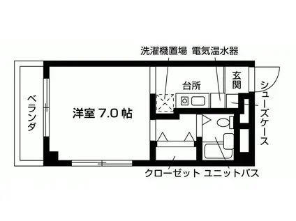 シャトー太秦(1K/1階)の間取り写真