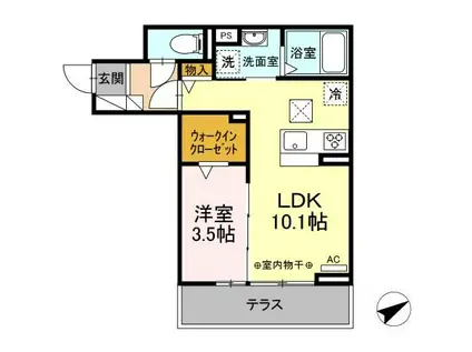 ブルーム(1LDK/1階)の間取り写真