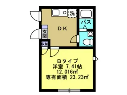 ルミエール(1K/1階)の間取り写真