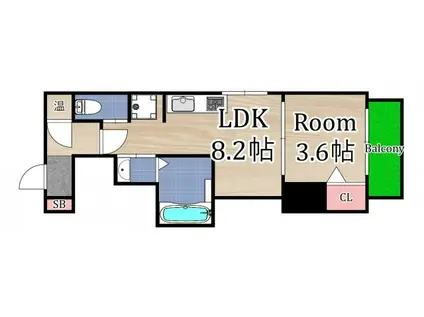 F ASECIA SPHALE(1LDK/1階)の間取り写真