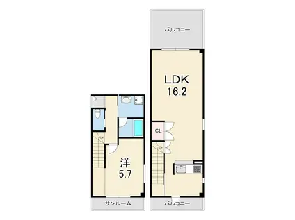 阪急甲陽線 苦楽園口駅 徒歩4分 4階建 築5年(2DK/3階)の間取り写真