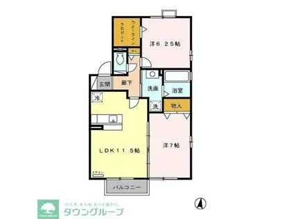 カンパーニュA(2LDK/2階)の間取り写真