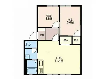 M&M C棟(2LDK/1階)の間取り写真