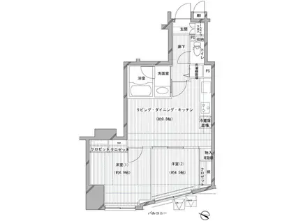 デュオスカーラ渋谷(2LDK/5階)の間取り写真