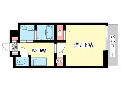 ヒカルサ奈良大森西サウス(1K/2階)の間取り写真