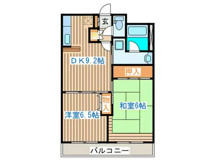 ループル南仙台(2DK/1階)の間取り写真