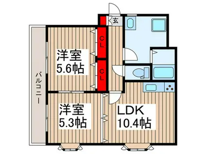 メゾン秀栄(2LDK/3階)の間取り写真