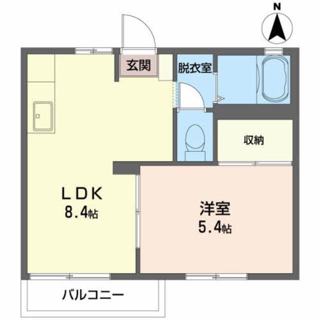 フレグランス小原田(1LDK/1階)の間取り写真