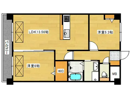ルネス リュシオル(2LDK/1階)の間取り写真