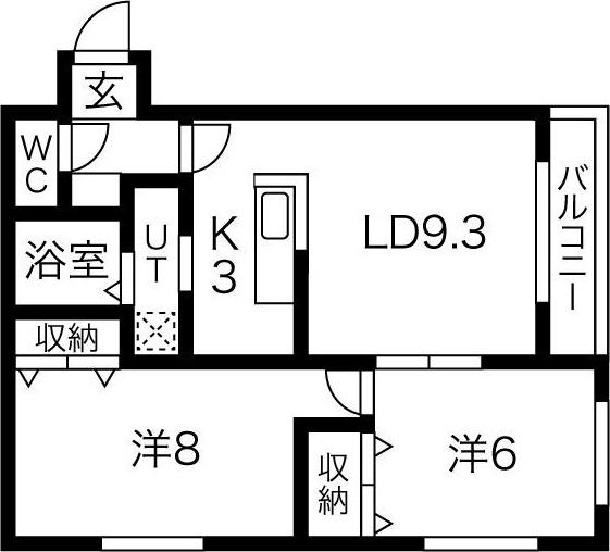エルフィーノ菊水(2LDK/4階)の間取り写真