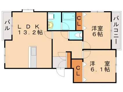 ファインメゾン上の原(2LDK/3階)の間取り写真
