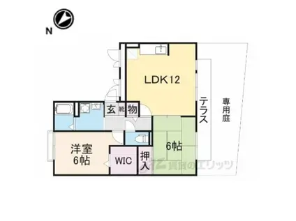 ドミール岡山手(2LDK/1階)の間取り写真