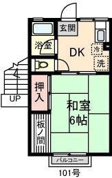 アリマハイツ(1DK/1階)の間取り写真