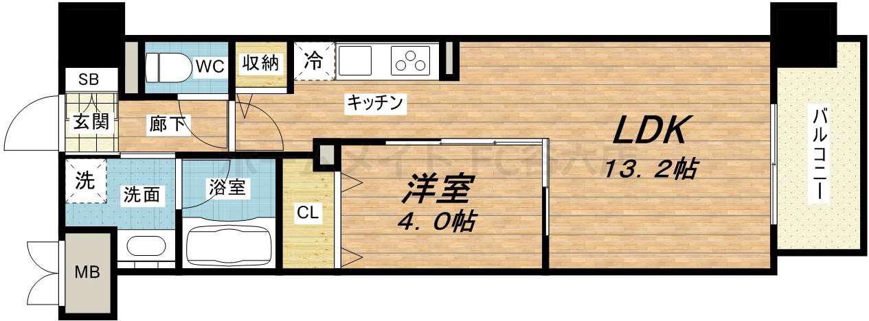 ラフェスタ真田山(1LDK/2階)の間取り写真