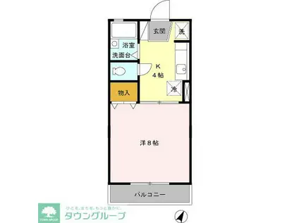 コスモスA(1K/1階)の間取り写真