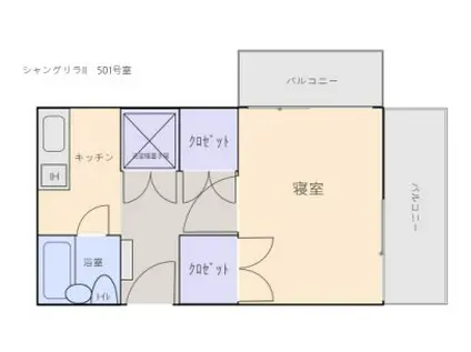 シャングリラ II(1K/5階)の間取り写真