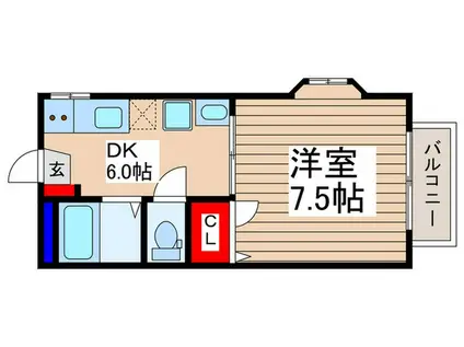 コーポ・ルナII(1DK/2階)の間取り写真