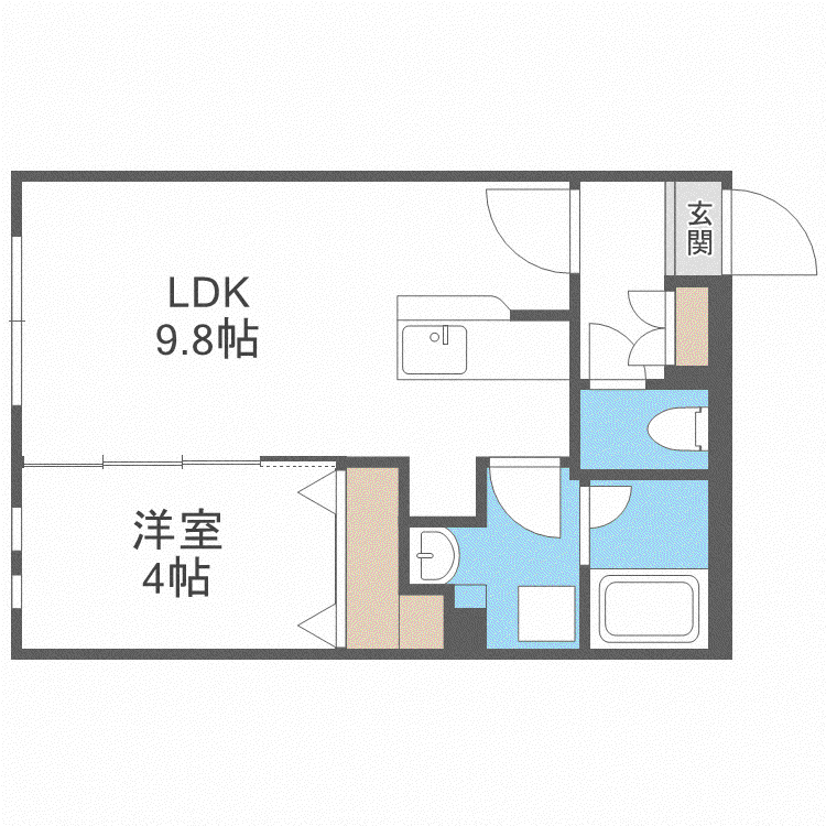グランドサクセス北6条(1LDK/3階)の間取り写真