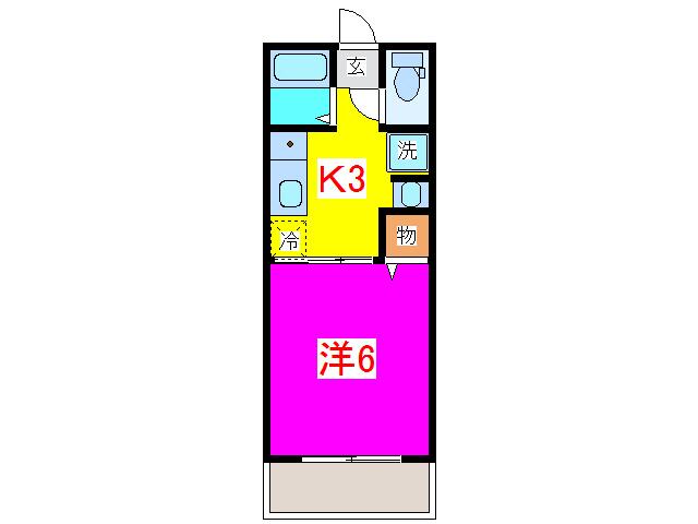 レトア中村B(1K/1階)の間取り写真