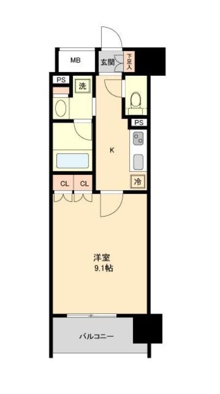 レジディア榴岡 ウエスト棟(1K/2階)の間取り写真